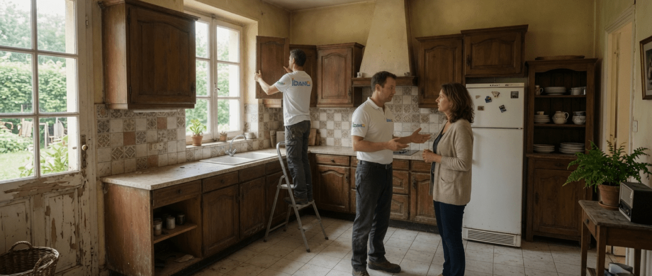 Artisans Idano en visite technique pour un projet d'installation de cuisine à Paris