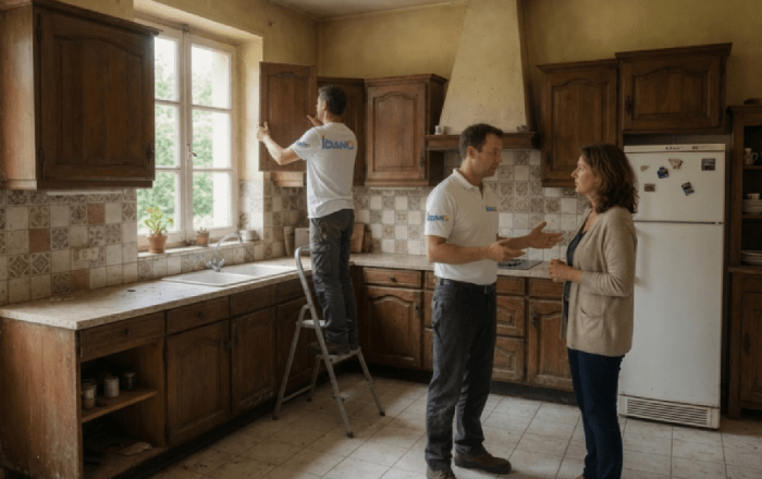 Artisans Idano en visite technique pour un projet d'installation de cuisine à Paris
