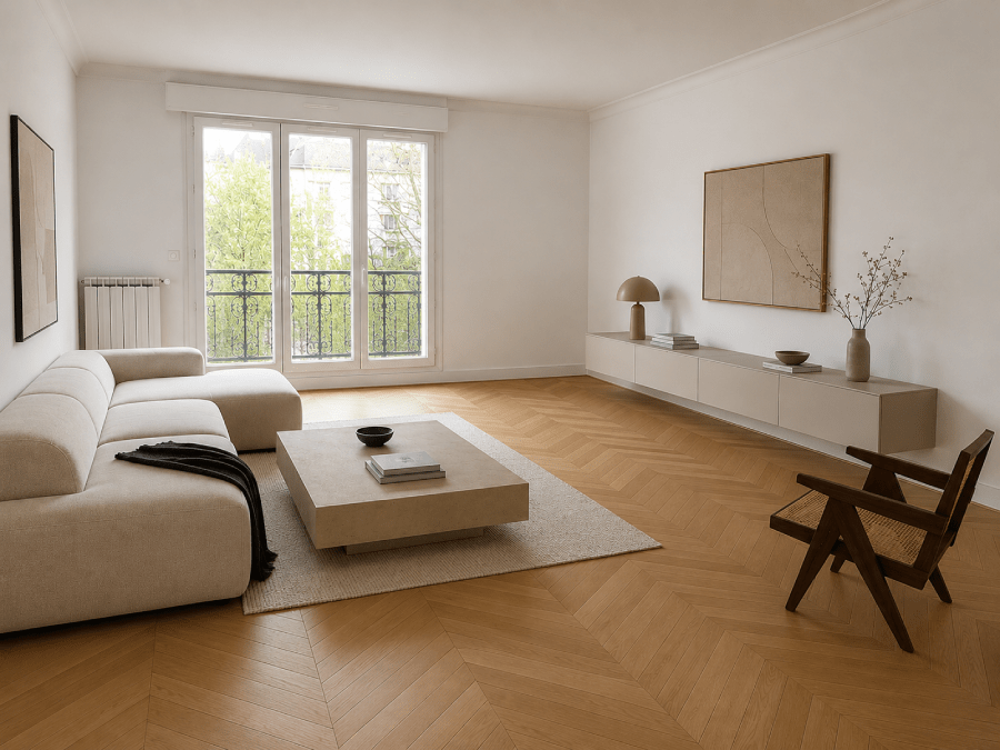 Parquet posé et vitrifié après travaux, Levallois-Perret